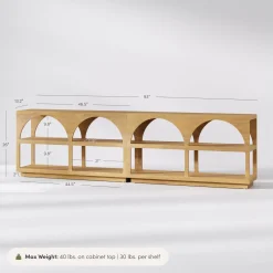 Organic Modern Wood Arched Open Shelf Storage Cabinet Light Brown (Set of 2)