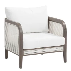 Outdoor Wood & Rattan Patio Arm Chairs Graphite (Set of 4)