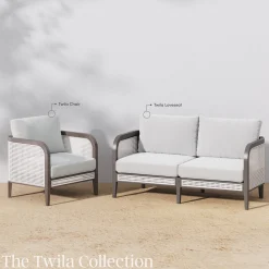 Outdoor Wood & Rattan Patio Arm Chairs Graphite (Set of 2)