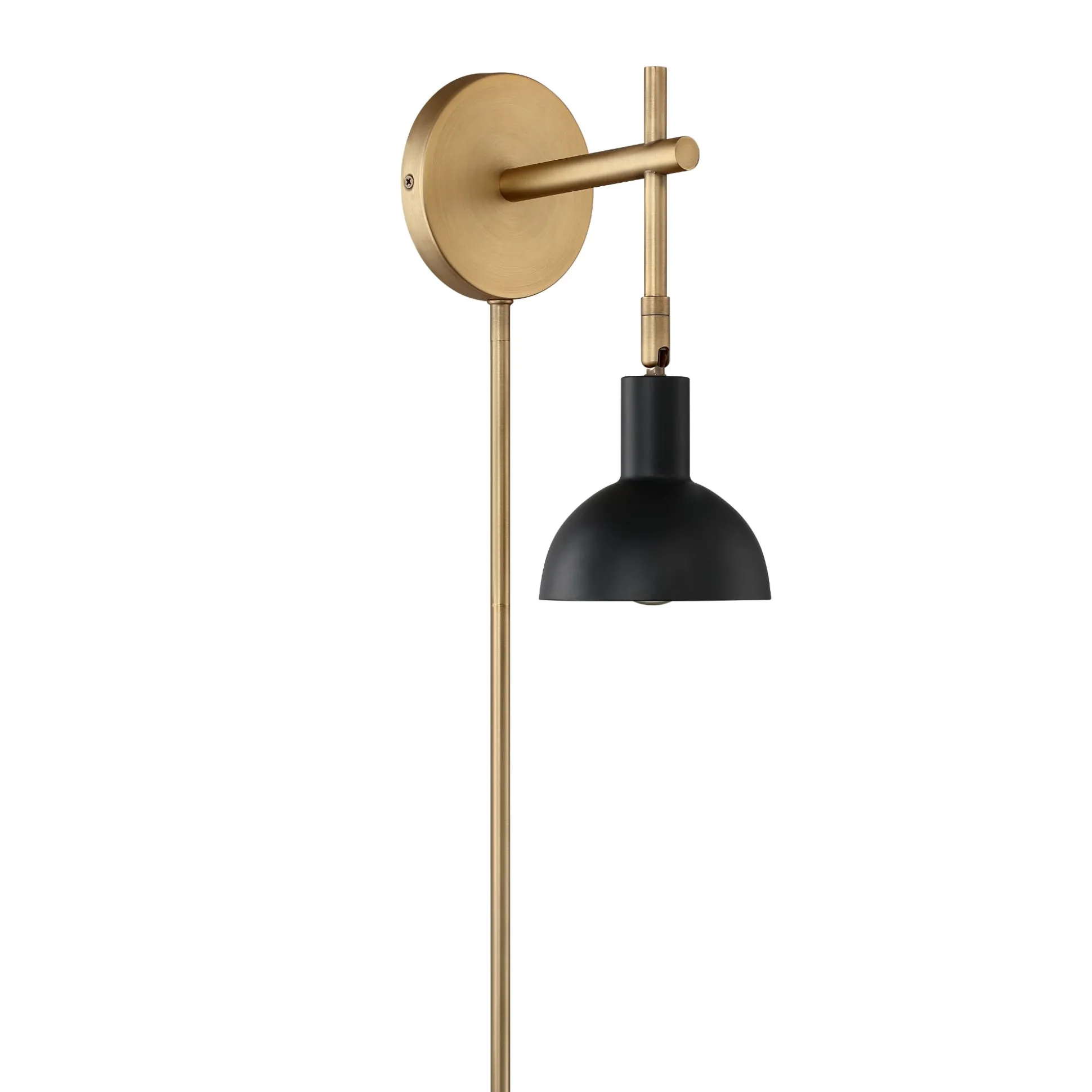 Plug-In Adjustable Metal Wall Light Black Brass