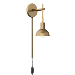 Plug-In Adjustable Metal Wall Light Brass