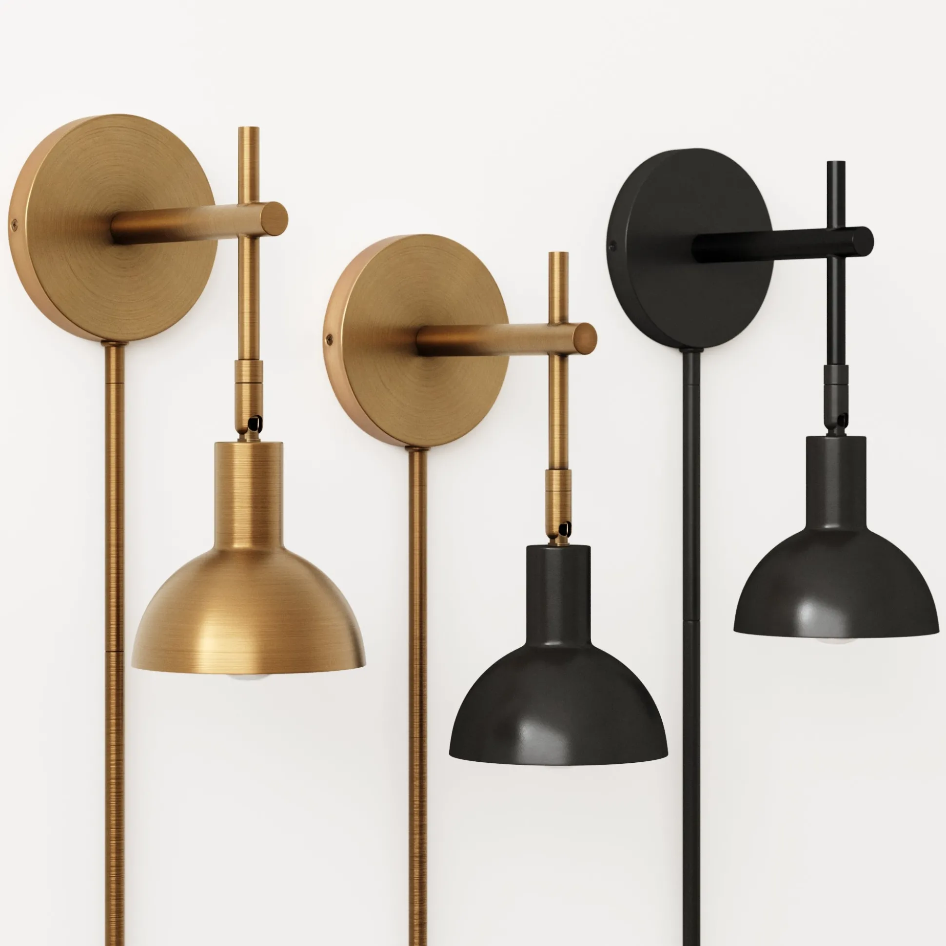 Plug-In Adjustable Metal Wall Light Black