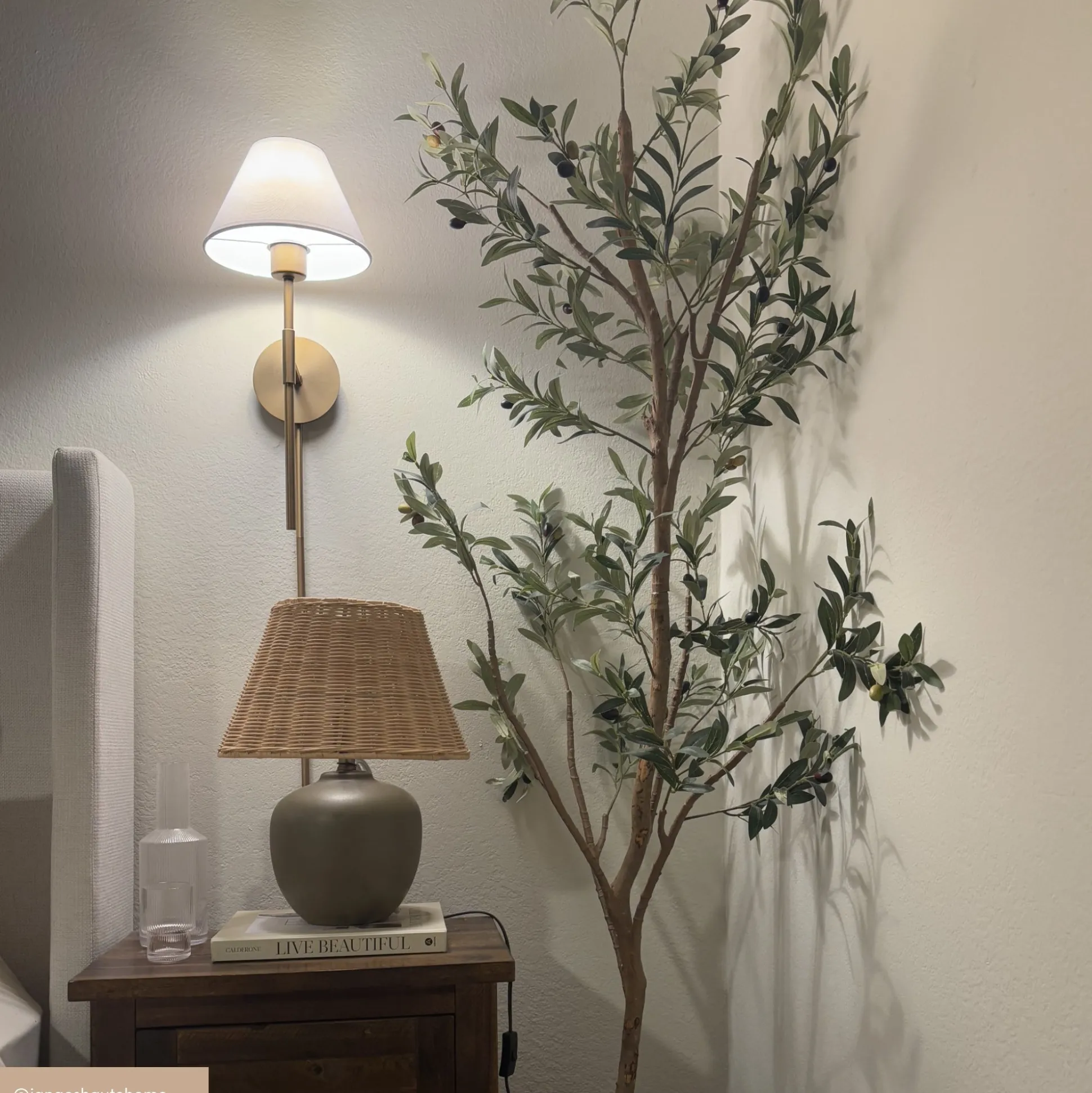 Plug-in Cotton Shade Wall Light