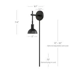 Plug-in Metal Wall Lights Black (Set of 2)