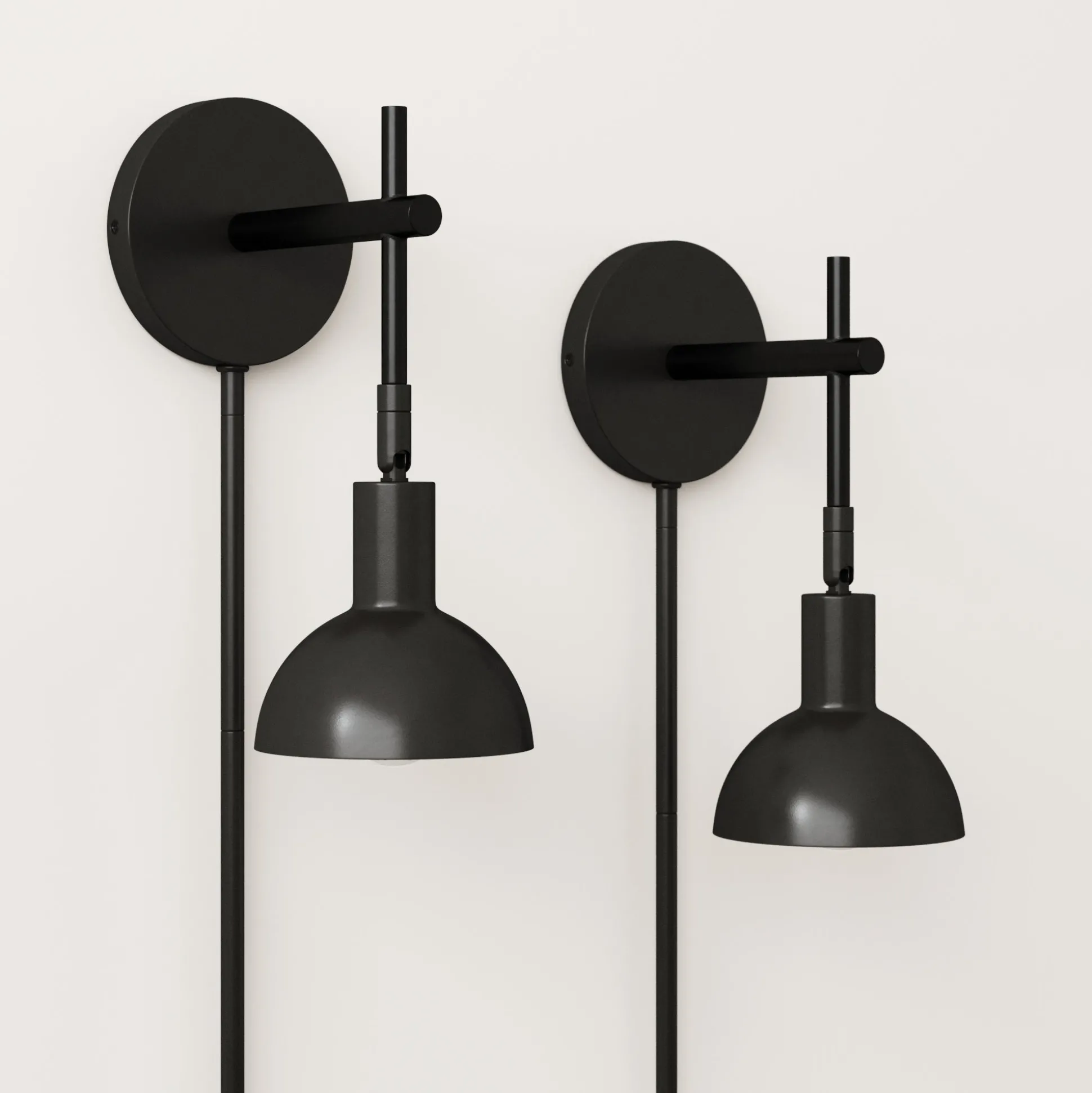 Plug-in Metal Wall Lights Black (Set of 2)