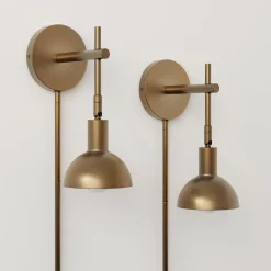Plug-in Metal Wall Lights Brass (Set of 2)