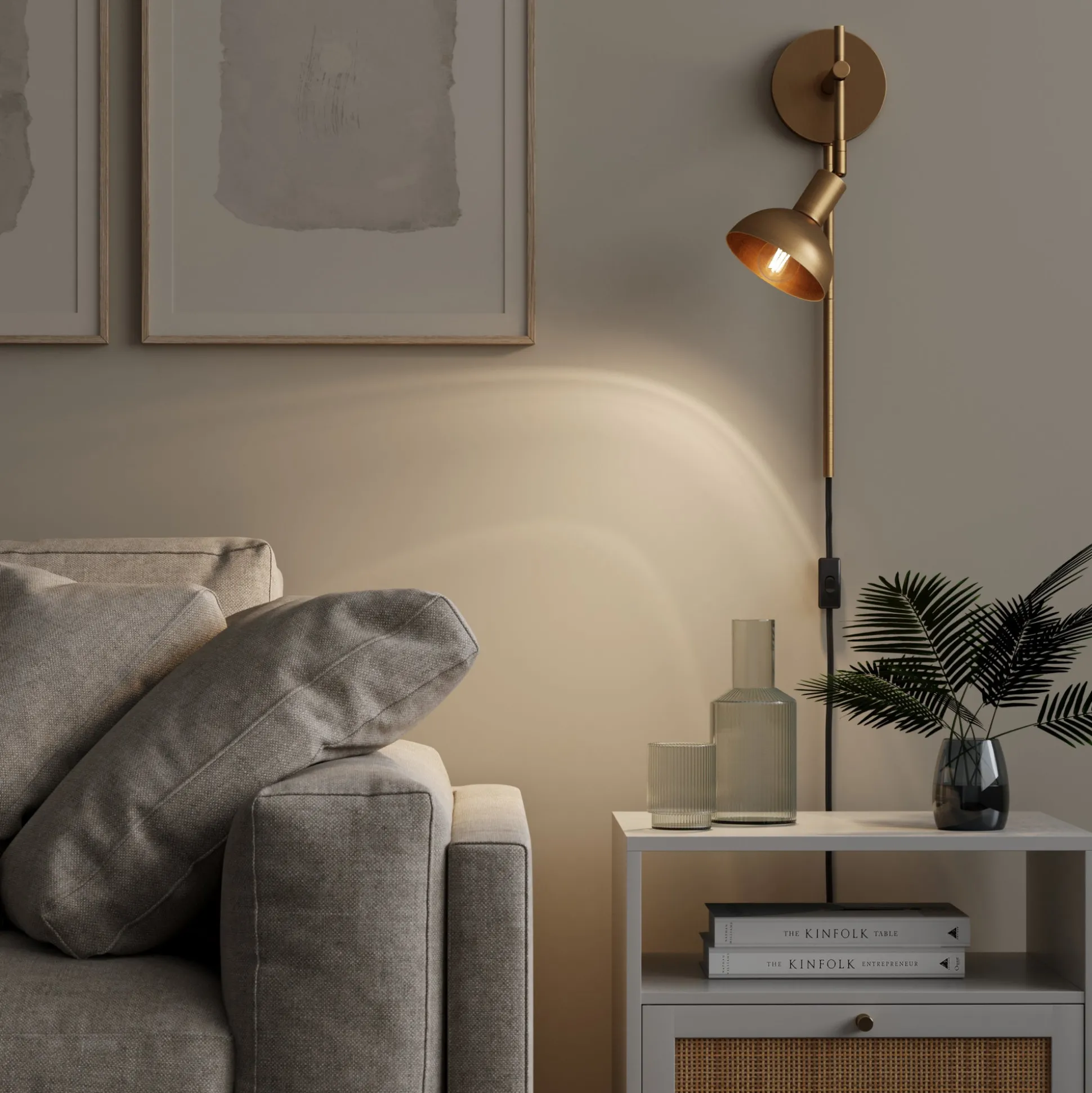 Plug-in Metal Wall Lights Brass (Set of 2)