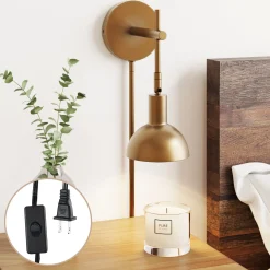 Plug-in Metal Wall Lights Brass (Set of 2)