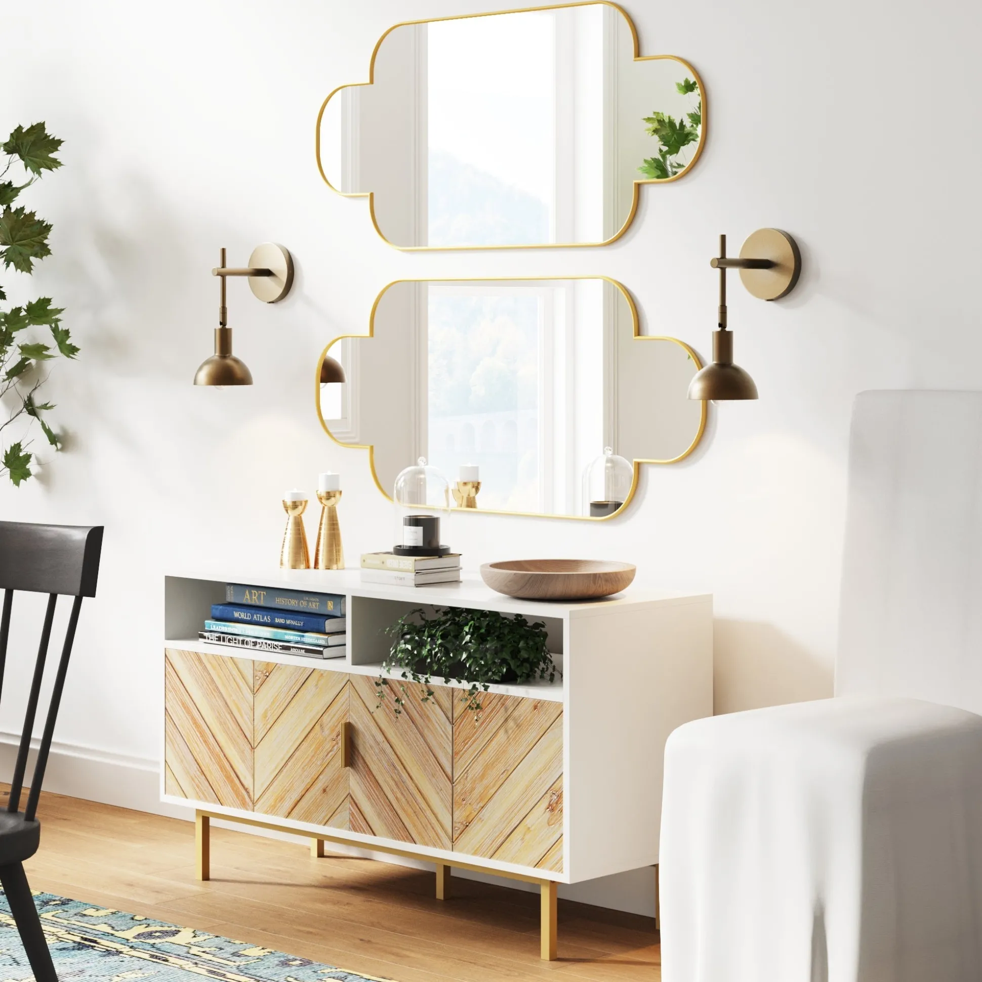 Plug-in Metal Wall Lights Brass (Set of 2)