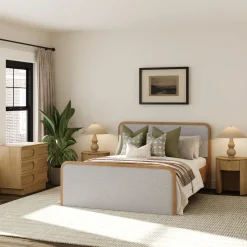 Queen Bedroom Set with 1 Arched Dresser and 2 Nightstands Gray/Light Brown