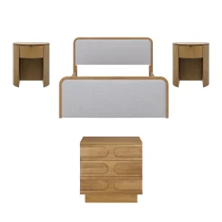 Queen Bedroom Set with 1 Arched Dresser and 2 Nightstands Gray/Light Brown