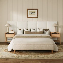 Queen Wall Mounted Boucle Headboard with Padding