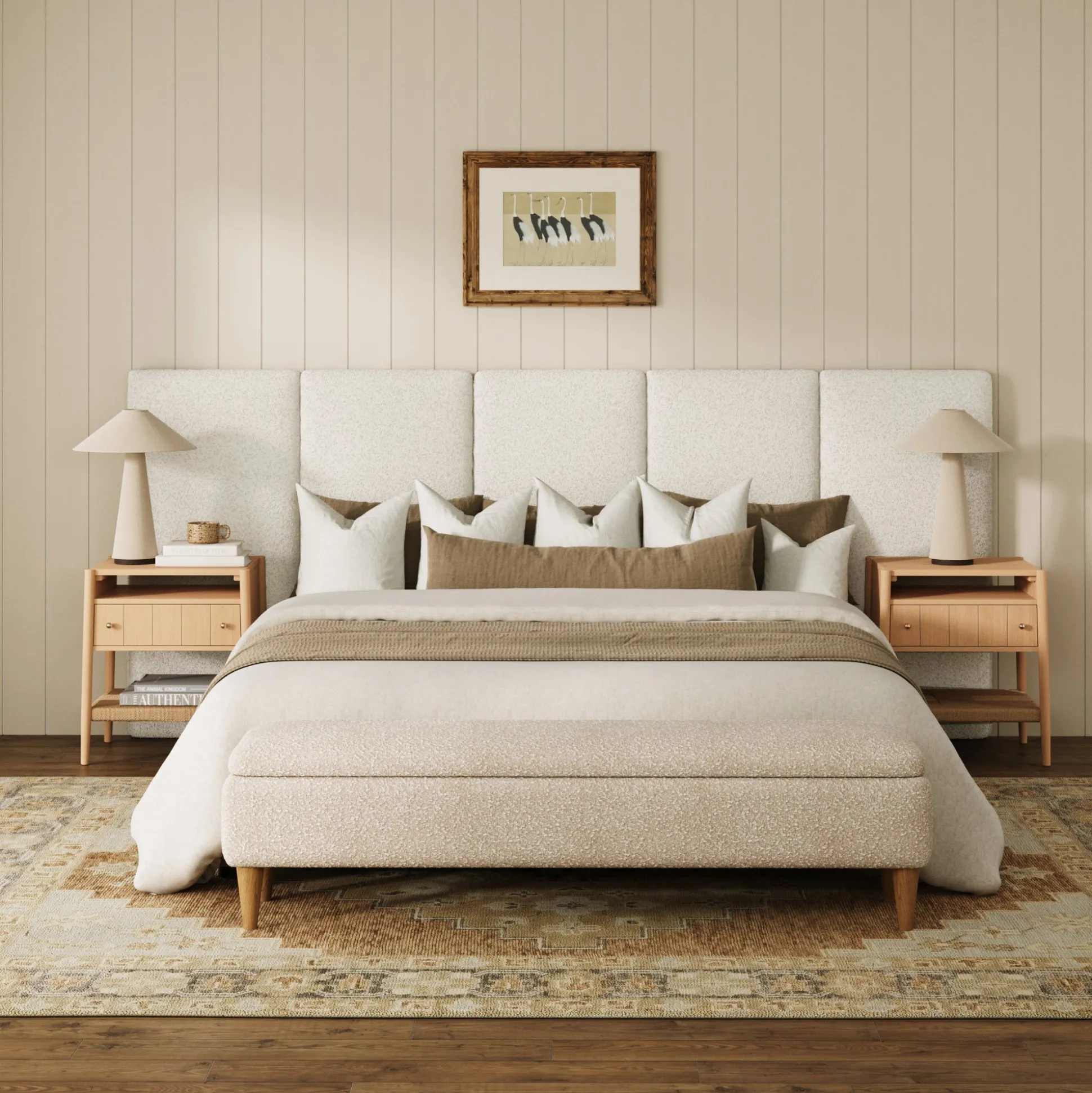 Queen Wall Mounted Boucle Headboard with Padding