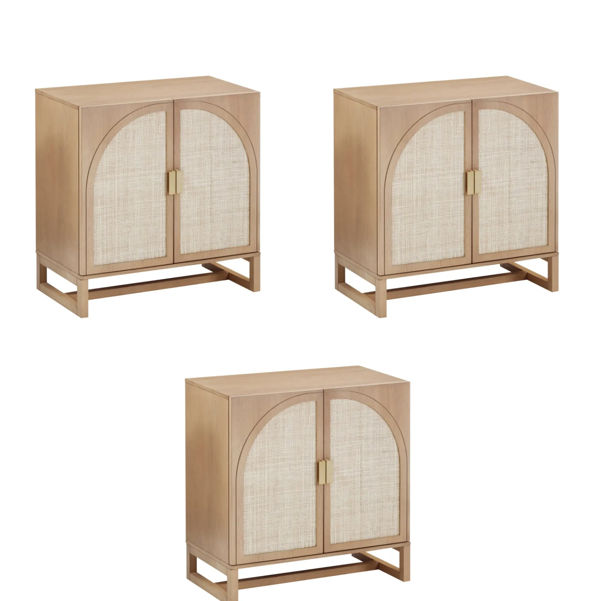Rattan Arched TV Console Stand for TVs up to 75" Raw Oak