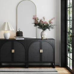 Rattan Arched TV Console Stand for TVs up to 65
