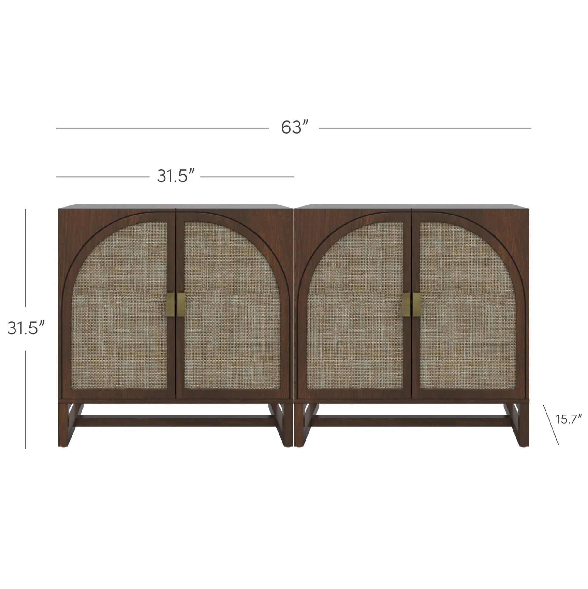 Rattan Arched TV Console Stand for TVs up to 65" Brown