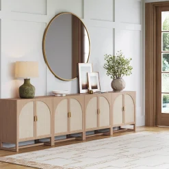 Rattan Arched TV Console Stand for TVs up to 100