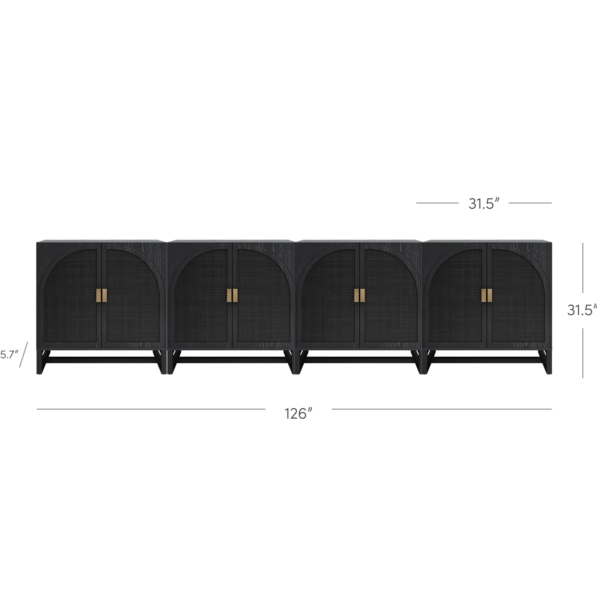 Rattan Arched TV Console Stand for TVs up to 100" Black Rattan