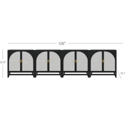 Rattan Arched TV Stand Media Console for TVs u to 100