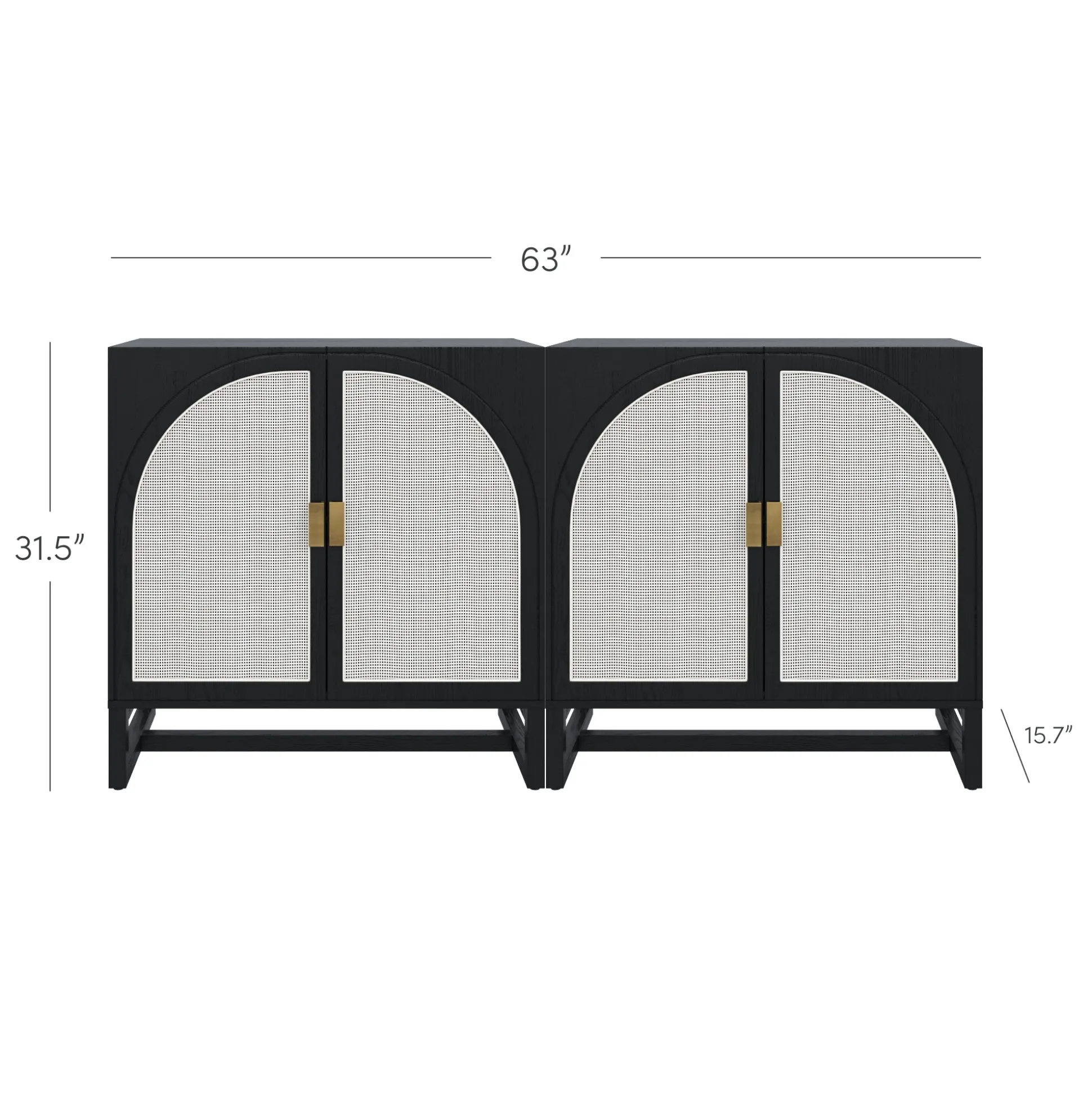 Rattan Arched TV Stand Media Console for TVs up to 65" Black