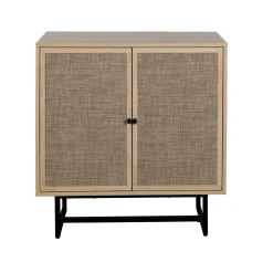 Rattan Storage Cabinet Credenza Oak (Set of 3)