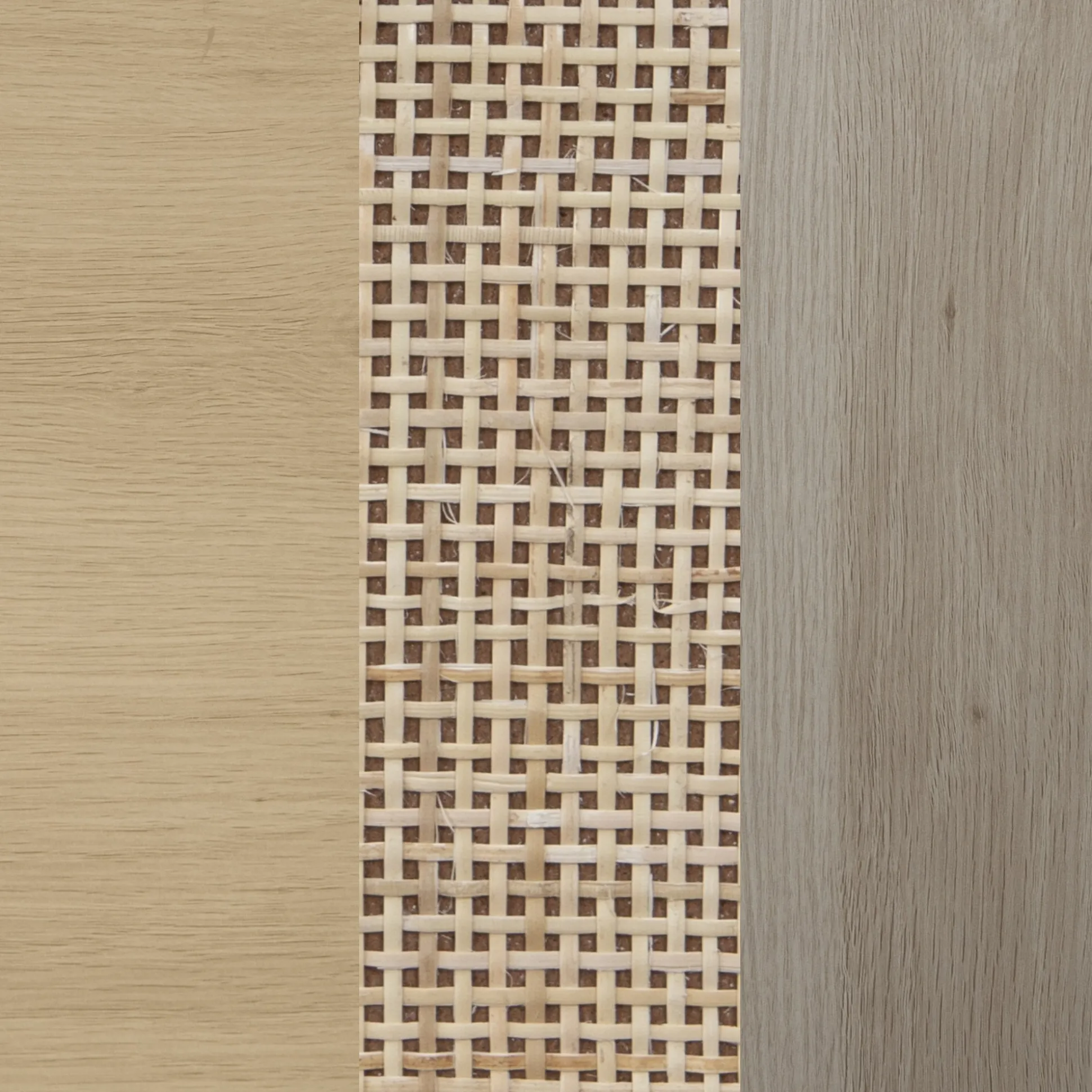 Rattan Storage Cabinet Credenza Oak (Set of 3)