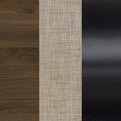 Rattan Storage Cabinet Credenza Walnut (Set of 3)