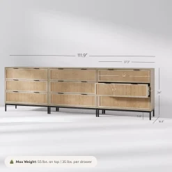 Rattan & Wood Dressers Light Oak (Set of 3)