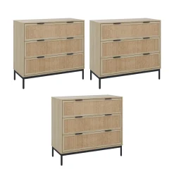 Rattan & Wood Dressers Light Oak (Set of 3)