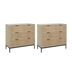 Rattan & Wood Dressers Light Oak (Set of 2)