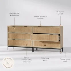 Rattan & Wood Dressers Light Oak (Set of 2)