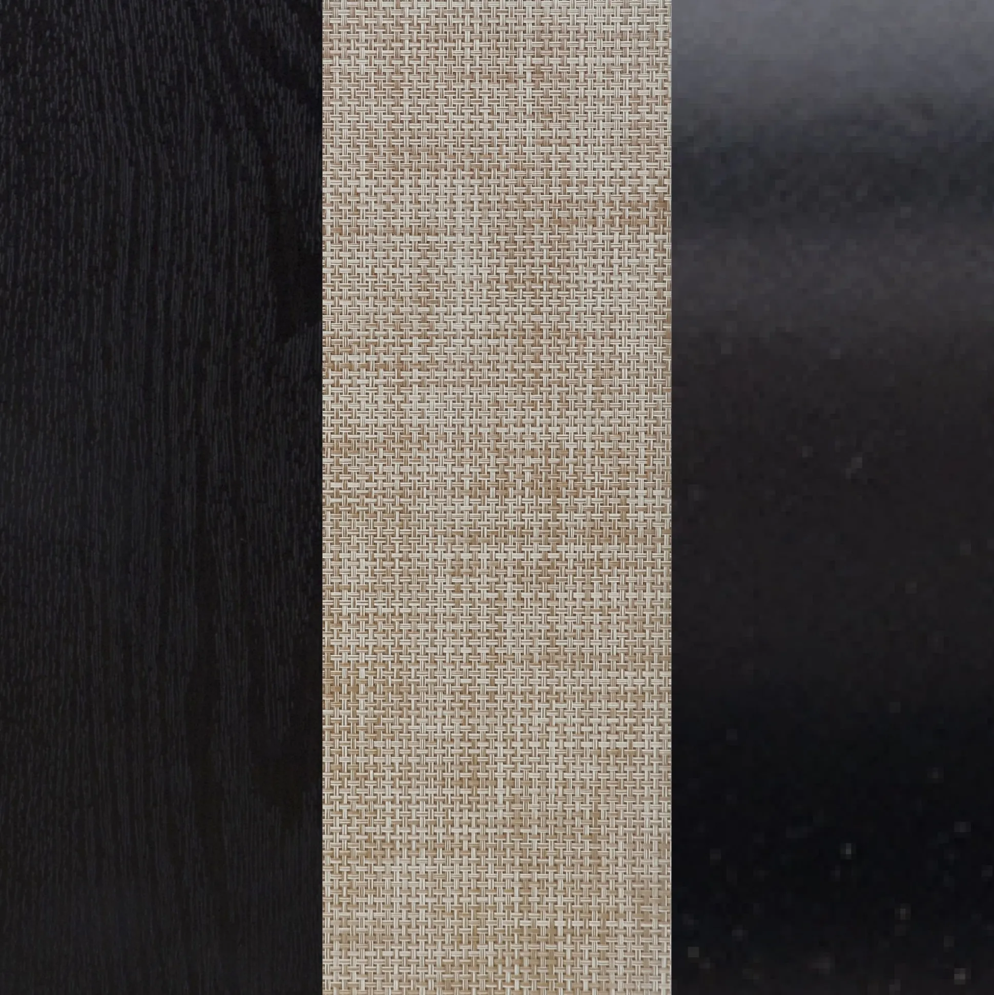 Rattan, Wood & Metal 3-Drawer Dresser Black