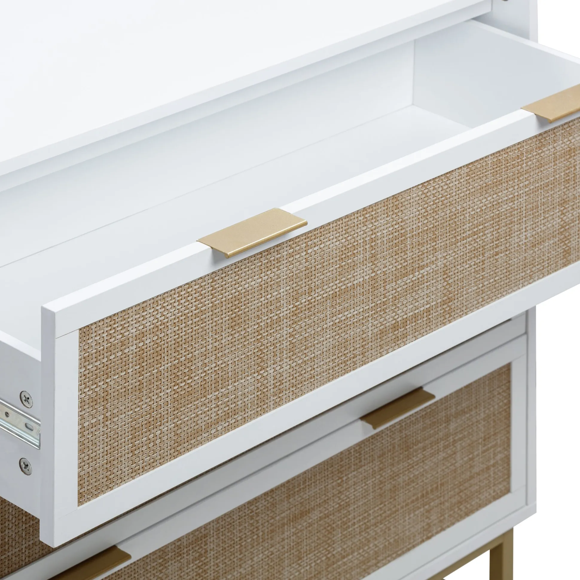 Rattan, Wood & Metal 3-Drawer Dressers White (Set of 3)