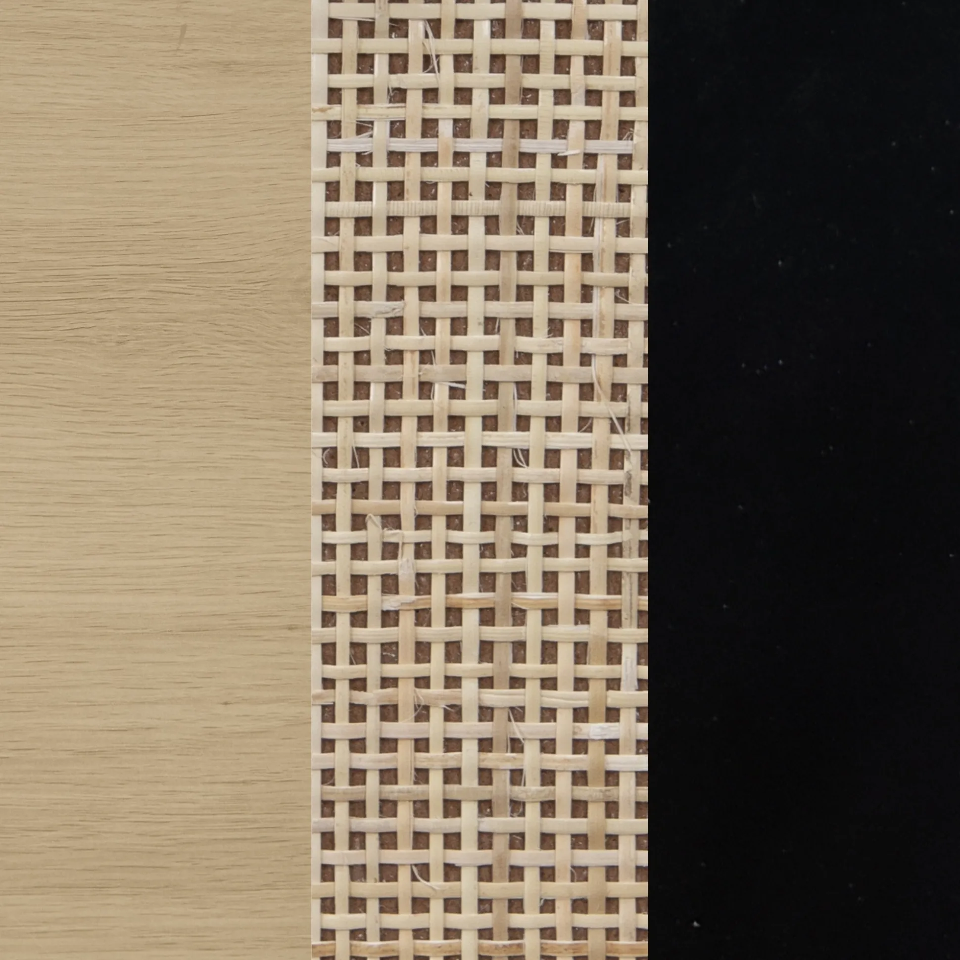 Rattan & Wood Storage Nightstand Light Oak