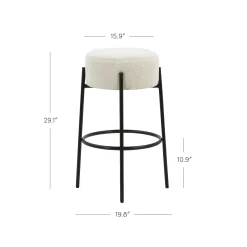 Round Boucle Backless Bar Stools (Set of 4)