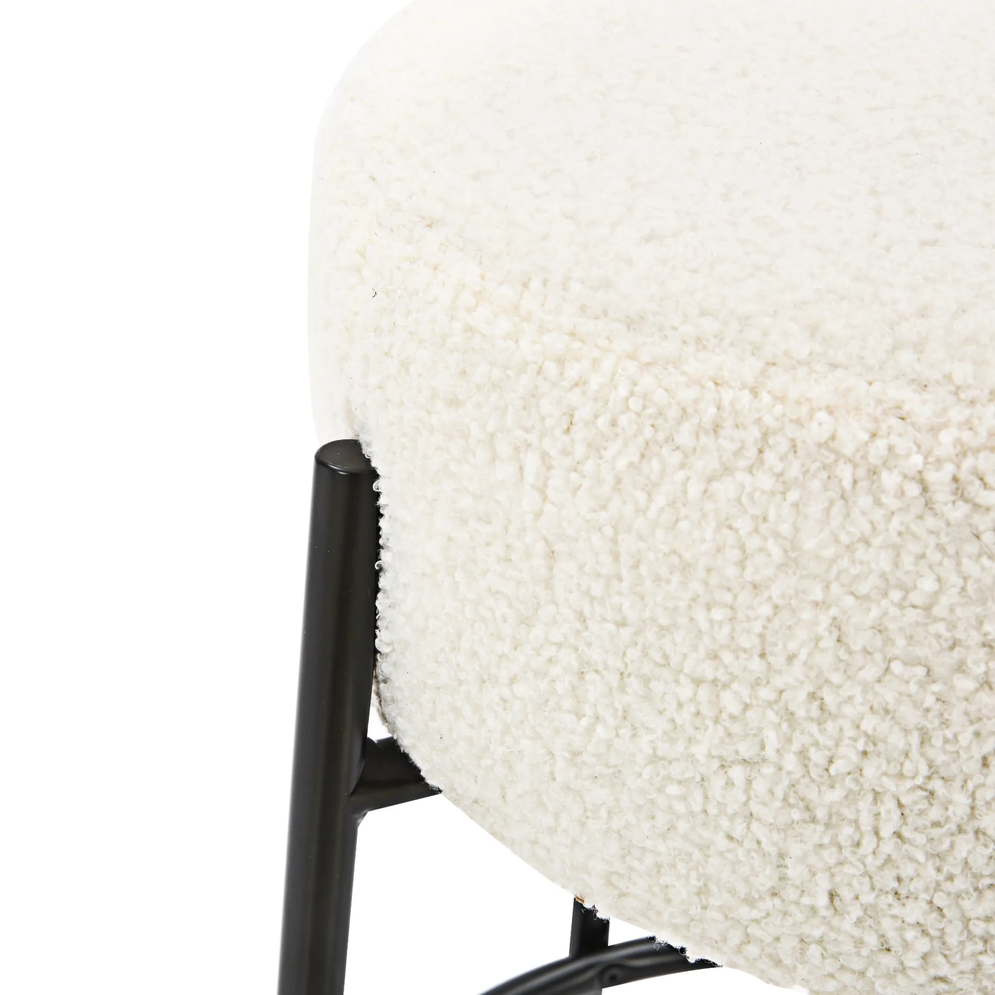 Round Boucle Backless Bar Stools (Set of 4)