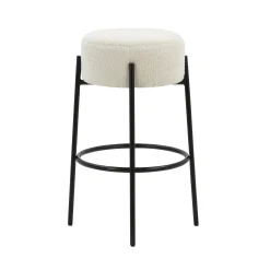 Round Boucle Backless Bar Stools (Set of 4)