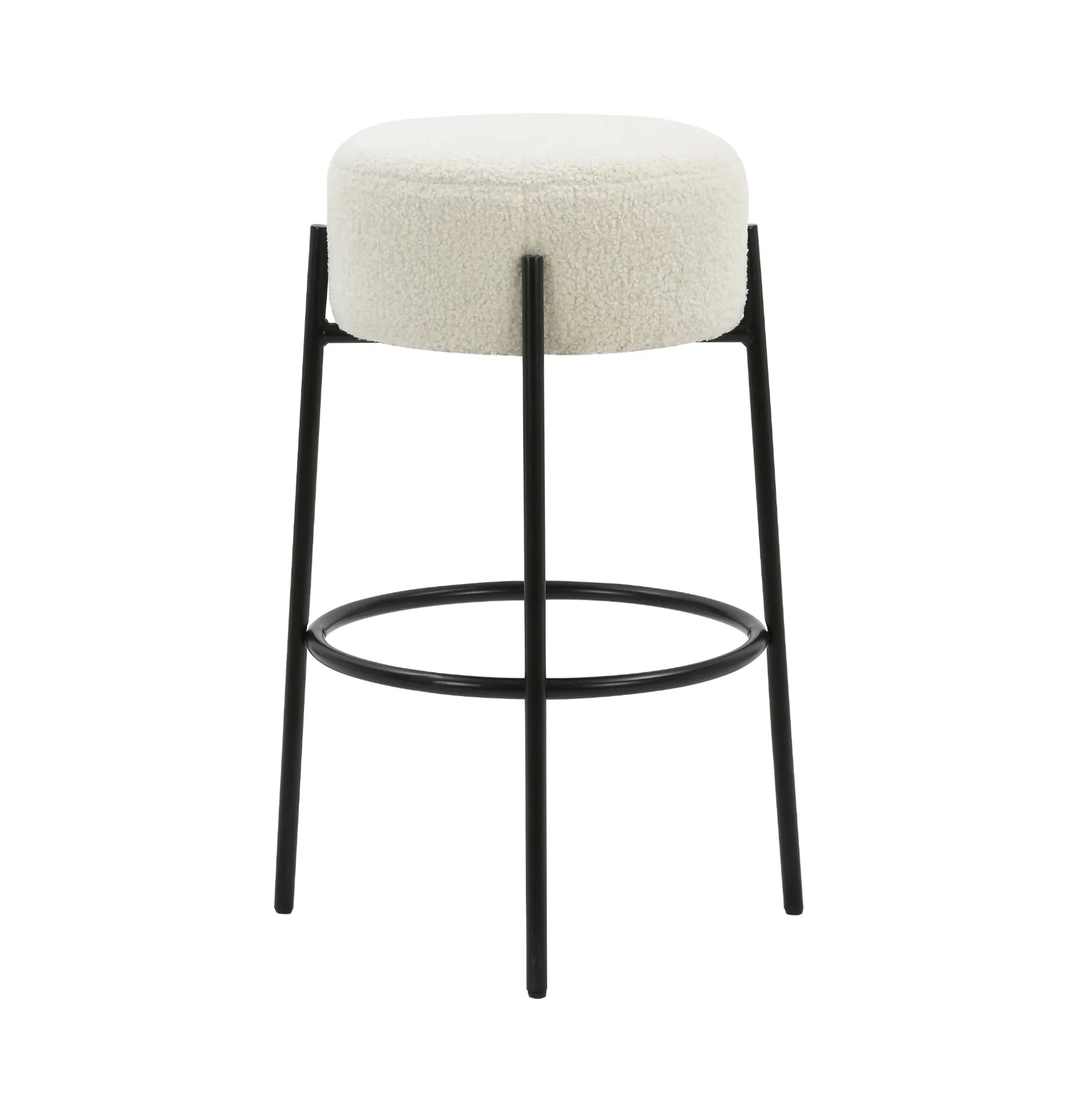 Round Boucle Backless Bar Stools (Set of 4)