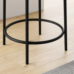 Round Boucle Backless Counter Height Bar Stool