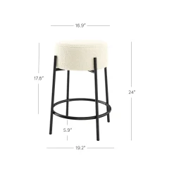Round Boucle Backless Counter Height Bar Stool