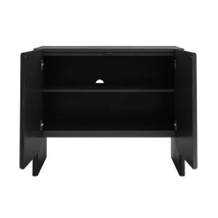 Rounded Wood Accent Cabinet or Large Credenza Black Oak (Set of 4)