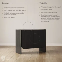 Rounded Wood Cabinet Credenza Black Oak (Set of 3)