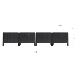 Rounded Wood TV Console Cabinet Black Oak for TVs up to 100