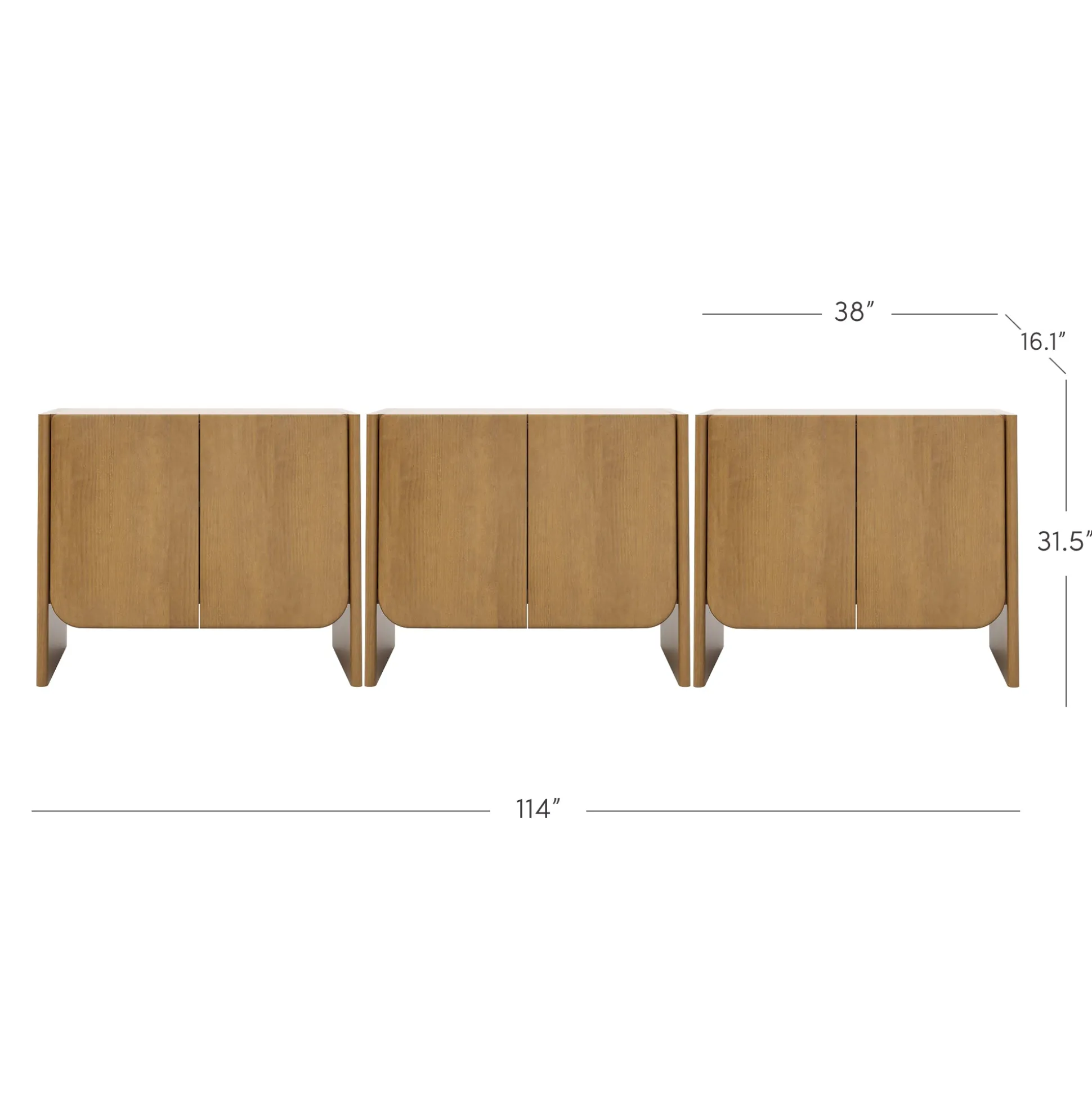 Rounded Wood TV Console Cabinet Light Brown for TVs up to 75"