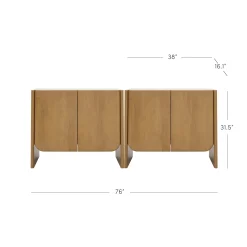 Rounded Wood TV Console Cabinet Light Brown for TVs up to 65