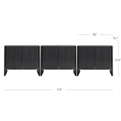 Rounded Wood TV Console Cabinet Black Oak for TVs up to 75