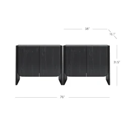 Rounded Wood TV Console Cabinet Black Oak for TVs up to 65