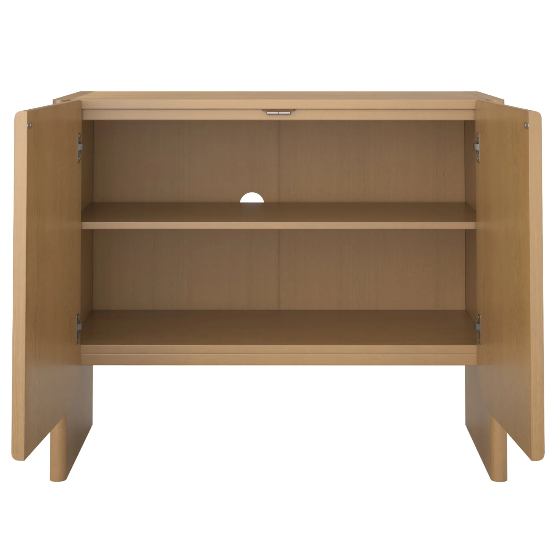 Rounded Wood TV Console Cabinet Raw Oak for TVs up to 100"