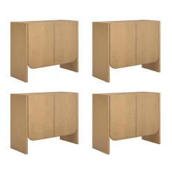 Rounded Wood TV Console Cabinet Raw Oak for TVs up to 100