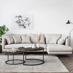 Round Nesting Coffee Table Set Nutmeg